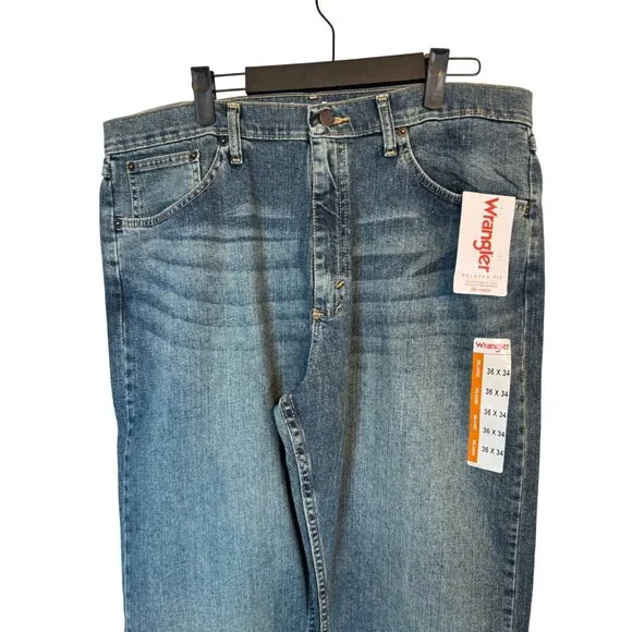 NWT Wrangler 36X34 Mens Relaxed Fit Jeans Blue Denim Classic Style - Picture 4 of 12
